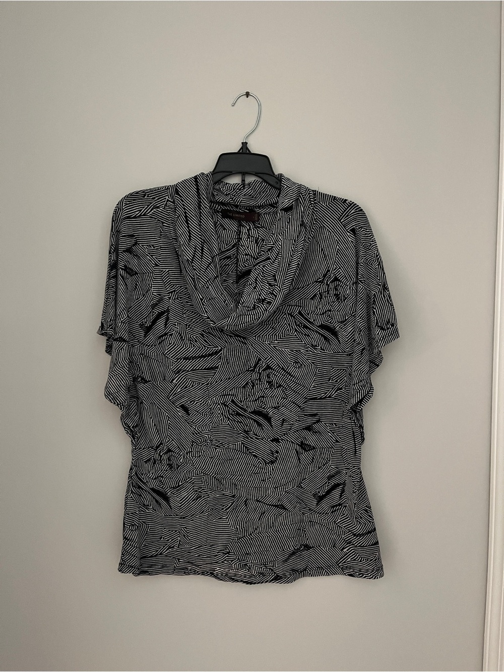 The Limited Black & White Cowl Neck Short Sleeve Top